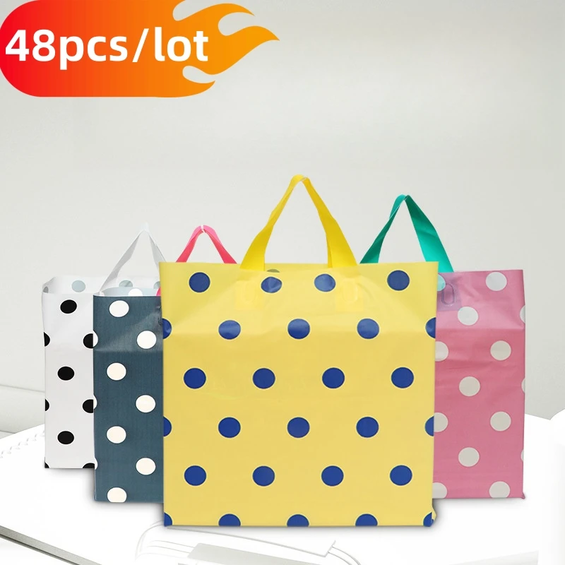 Wedding/Event Supply Store - 48pcs Frosted Polka Dot Tote Bag